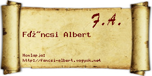 Fáncsi Albert névjegykártya
